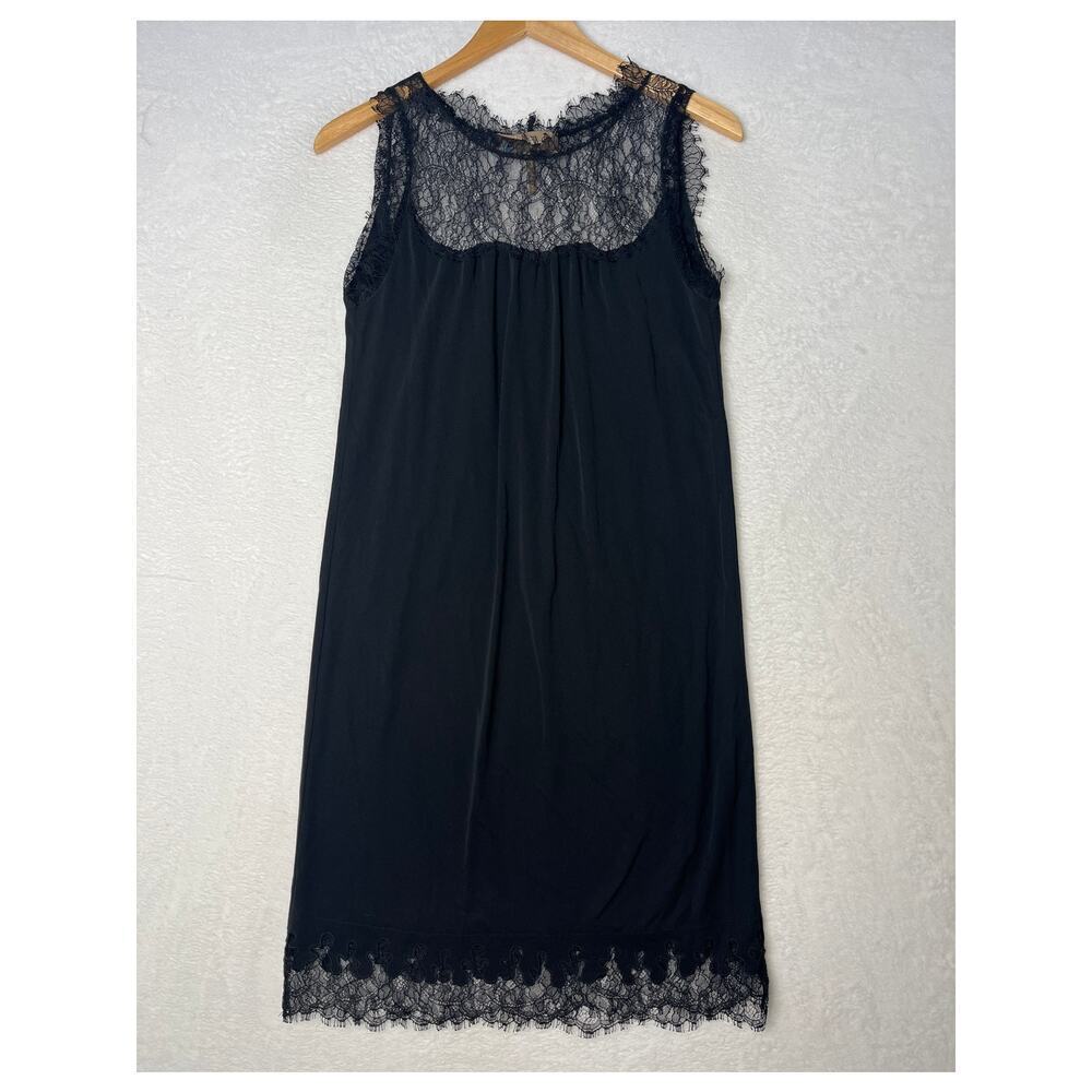 Max Azria Black Lace/Knit Mini Slip Dress Sexy LBD Lingerie sz XS Party Y2K Chic